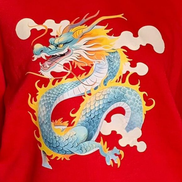 Red Dragon Graphic Sweatshirt Varsity Oversized - Picture 2 of 4